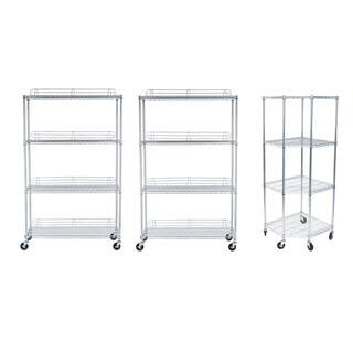 Chrome 4-Tier Rolling Corner Steel Wire Shelving Unit (123 in. W x 77 in. H x 18 in. D) | The Home Depot