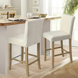 Upholstered Solid Wood 26" Counter Stool, Set of 2 | Bed Bath & Beyond