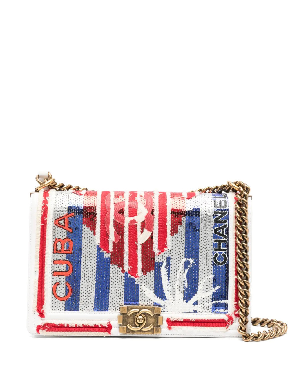 CHANEL Pre-Owned 2017 Boy Cuba shoulder bag - White | Farfetch Global