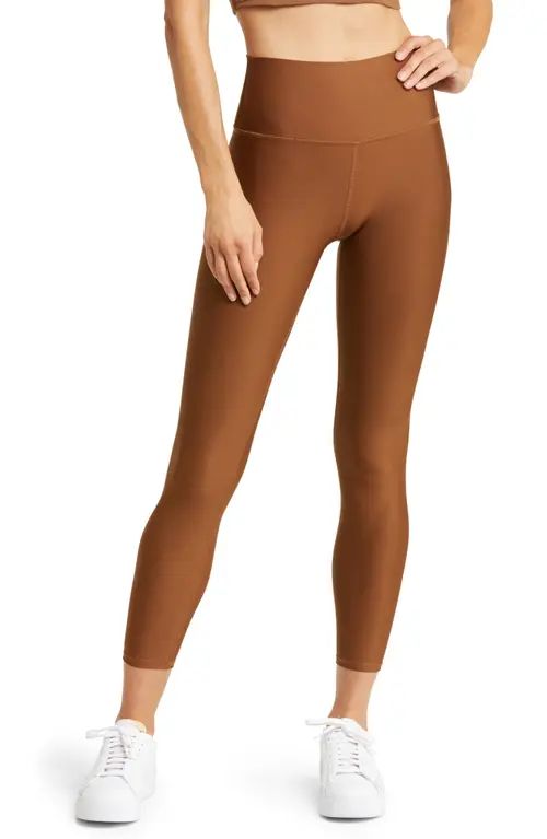 Alo Airlift High Waist Midi Leggings in Cinnamon Brown at Nordstrom, Size Medium | Nordstrom