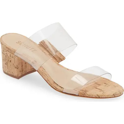 Schutz Victorie Slide Sandal in Transparent/Black Vinyl at Nordstrom, Size 9.5 | Nordstrom
