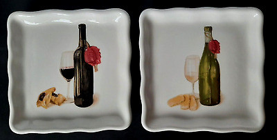 Effetti d’Arte Square 7" Plates Handmade Italy Set of 2 Wine Appetizers cheese  | eBay | eBay US