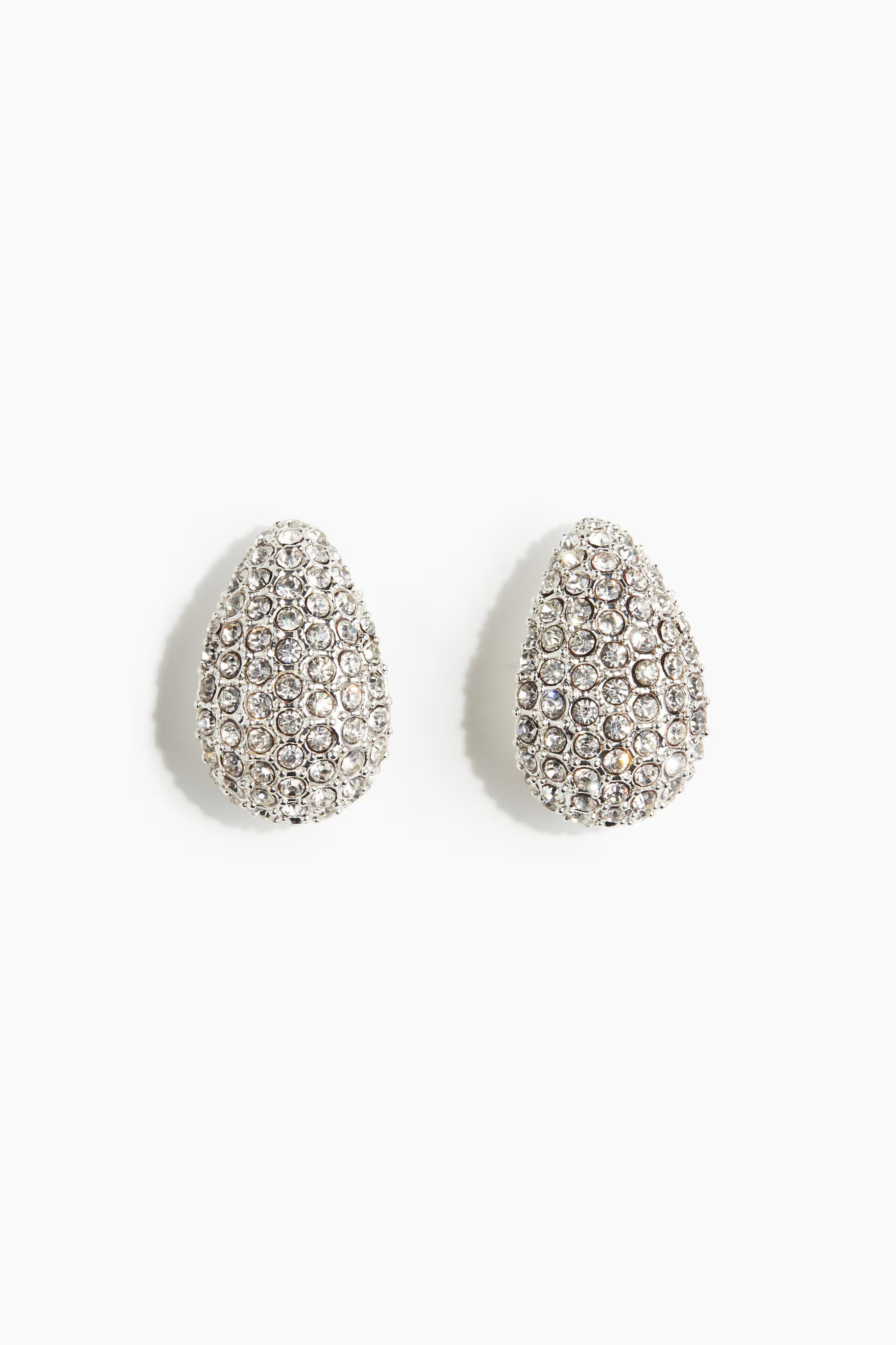 Rhinestone-Embellished Hoop Earrings - Silver-colored - Ladies | H&M US | H&M (US + CA)