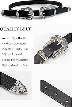 ALAIX Women's Belt Western Vintage Style Genuine Leather Belt Two Buckles Waist Belts for Jeans D... | Amazon (US)