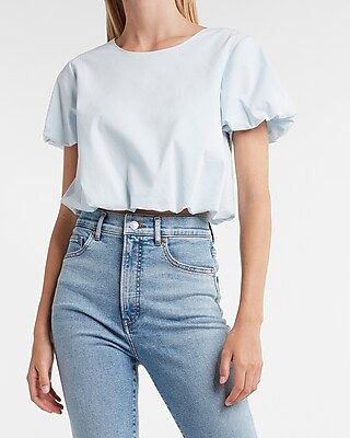 Cropped Crew Neck Cloud Top | Express