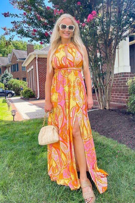 I wore this stunning yellow and pink backless maxi dress to a casual poolside wedding reception. Absolutely love it for an end of summer party and I think you can wear it through September! 

#LTKSeasonal #LTKstyletip #LTKover40