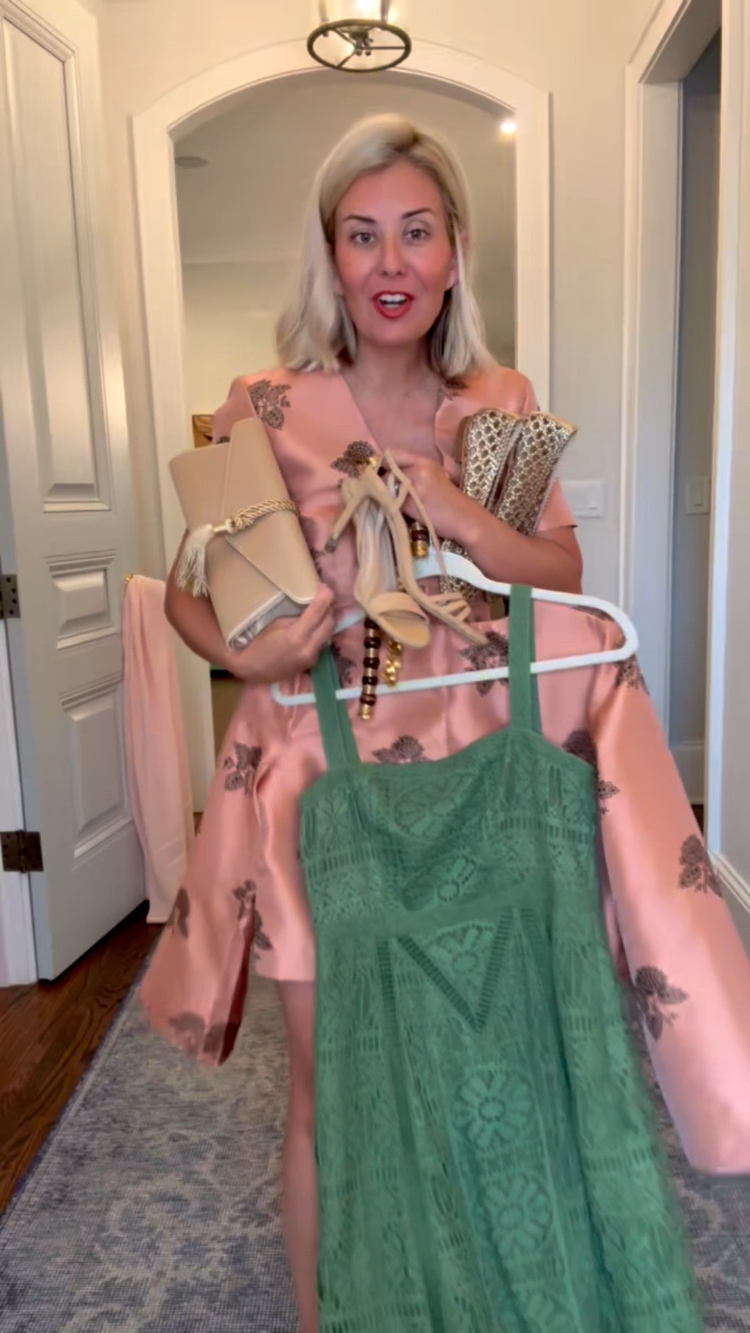 Well there’s a reason @tuckernuck is a go to for me - dressing us head to toe no matter what the occasion! And, girls, remember, we are mixing and matching and wearing pieces together and with other things too, got it? 
Pro tip: don’t overlook the jewels & bags!
 Sizing: Short dress 4
Jacket S Heels 8
Green dress S (need xs) Flats 7.5  

Honored to be a #tuckernuckpartner !