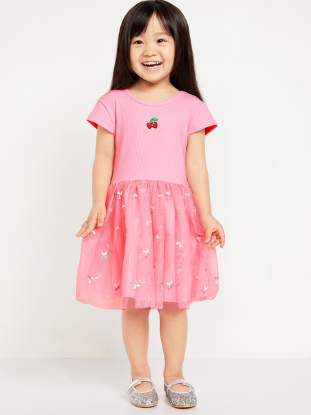 Short-Sleeve Fit and Flare Tutu Dress for Toddler Girls | Old Navy (US)