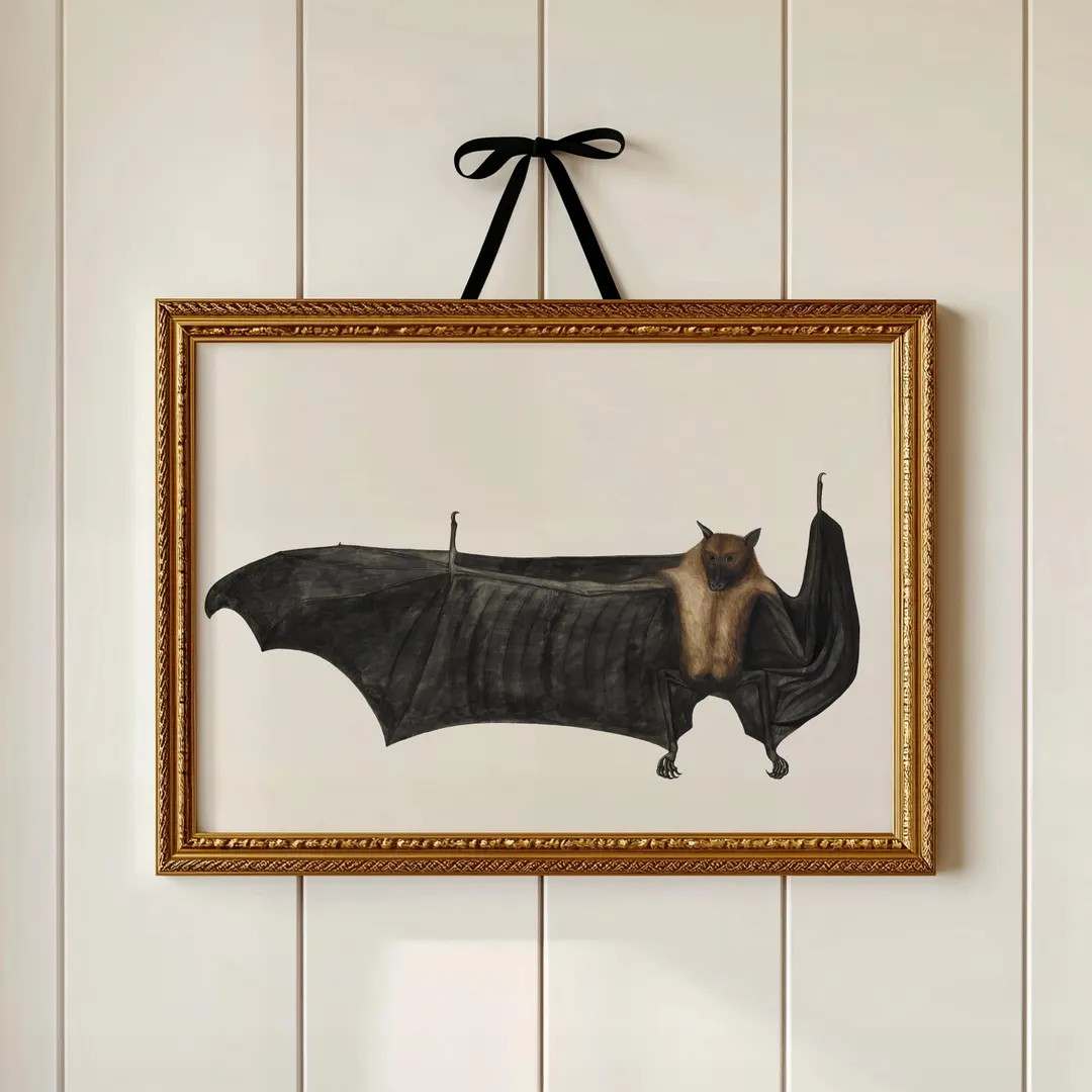 Vintage Halloween Bat Print | Fall Wall Art Printable | Rustic Farmhouse Decor | Halloween Kitche... | Etsy (US)