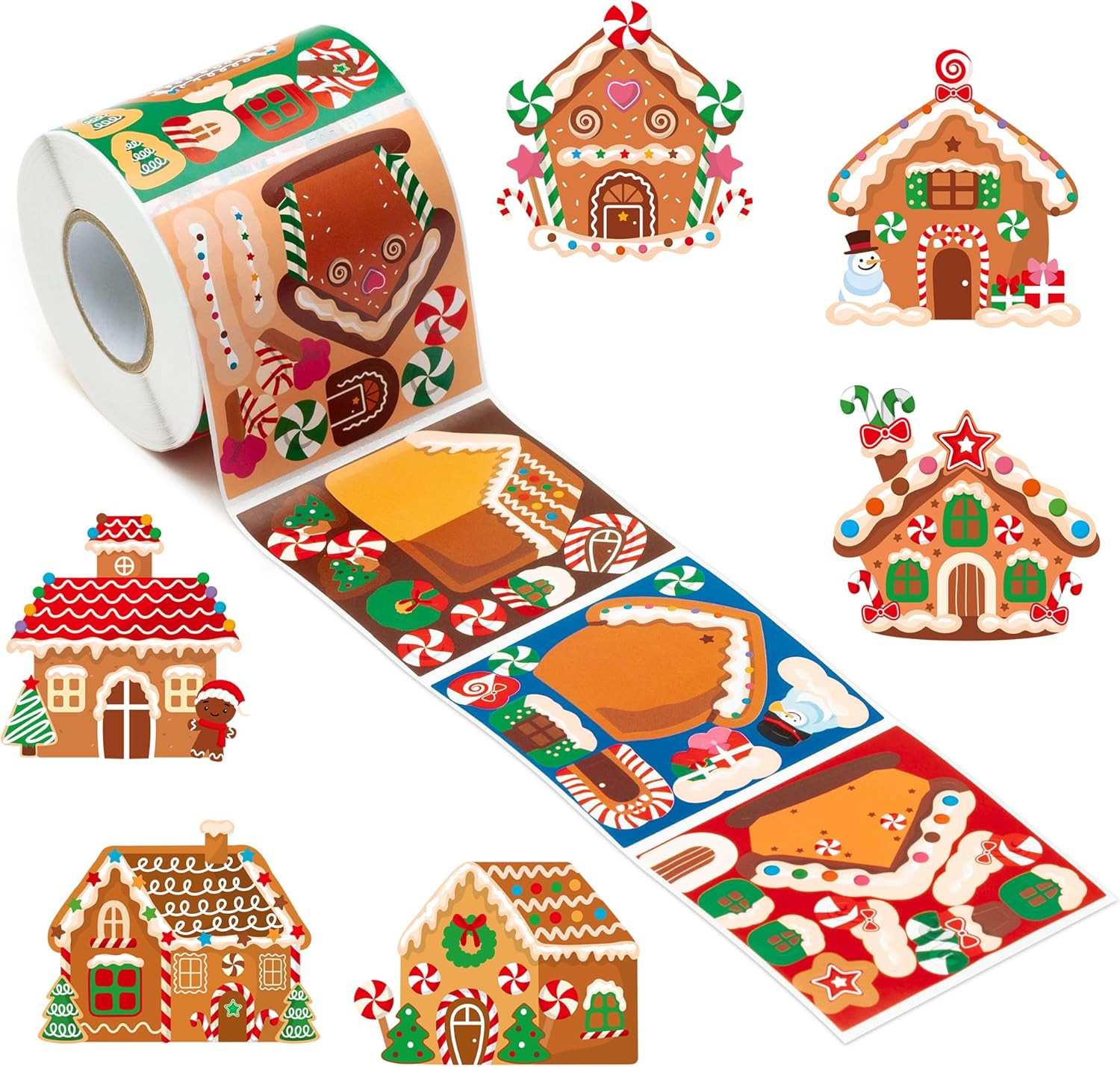 Haooryx Christmas DIY Gingerbread Stickers - 300pcs Self-Adhesive Christmas Make a Gingerbread Ho... | Amazon (US)
