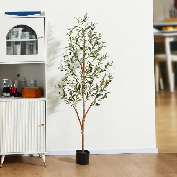 Adcock Artificial Olive Tree in Pot with Realistic Leaves and Natural Trunk | Wayfair North America