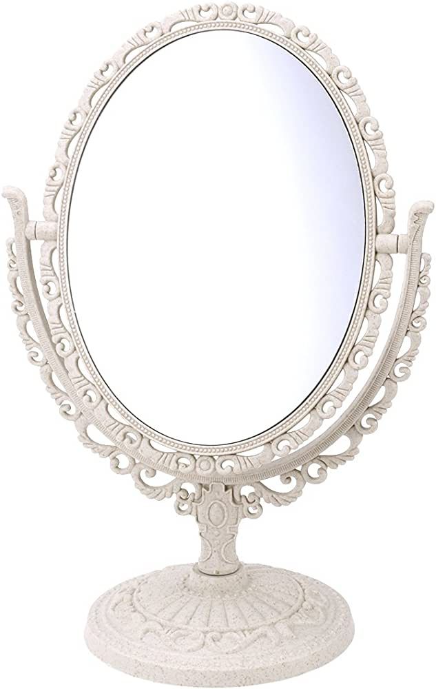 Frcolor Tabletop Makeup Mirror Vintage Elegant Double Sided Swivel Vanity Mirror with Side of Mag... | Amazon (US)