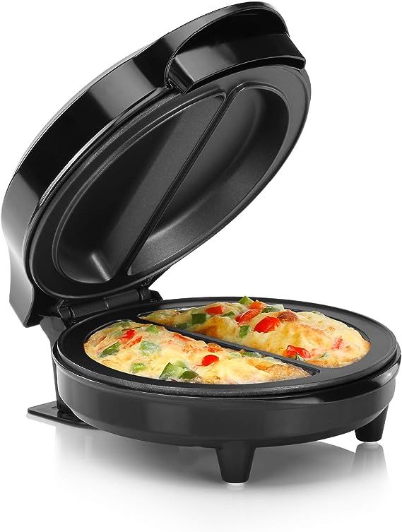 Holstein Housewares - Non-Stick Omelet & Frittata Maker, Black/Stainless Steel - Makes 2 Individu... | Amazon (US)