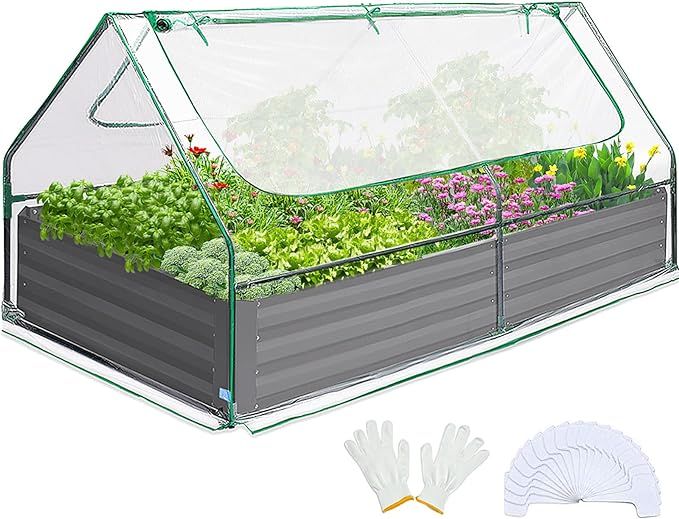 Quictent 6x3x1ft Galvanized Raised Garden Bed with Cover Metal Planter Box Kit, w/ 2 Large Screen... | Amazon (US)