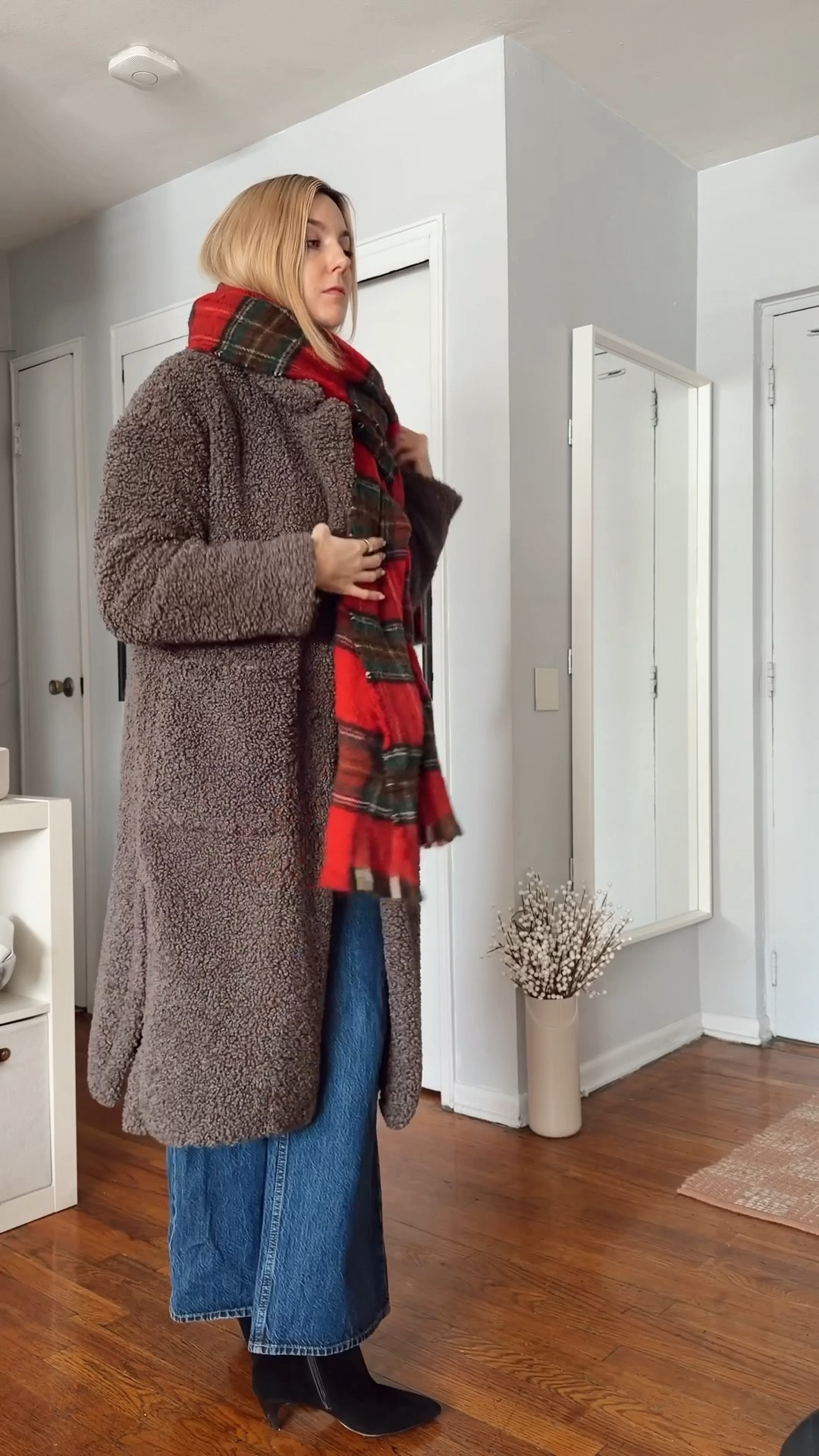 Running errands during winter doesn’t need to be boring. Cute & casual winter outfit 

Jeans in size 26 & rest in size S

Zara sweater • striped sweater • Sherpa coat • winter coat • kitten heels booties • Abercrombie jeans • plaid scarf 

#LTKootd #LTKgrwm #LTKstorytime