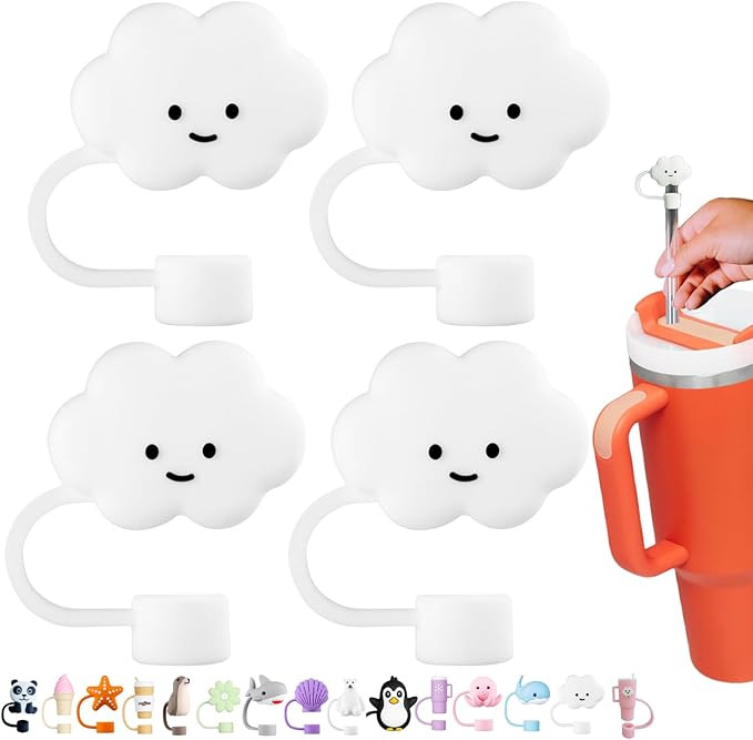 4Pcs Straw Cover Cap for Stanley 40oz Cup, Reusable Cloud Shape Straw Toppers, Food Grade Drinkin... | Amazon (US)