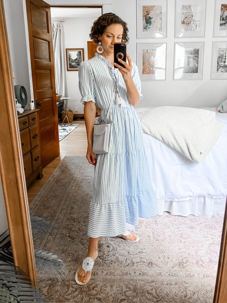 Classic summer dress!
Wearing size S, needs a slip, order your usual size. 
Petite outfit. Summer outfit. Blue and white  

#LTKunder50 #LTKSeasonal #LTKstyletip