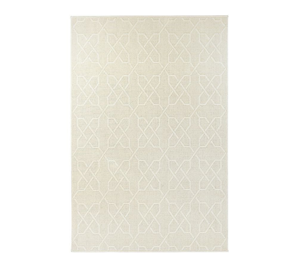 Custom Emil Geo Wool Rug, White Sand/Serged, 2' x 4' | Pottery Barn (US)