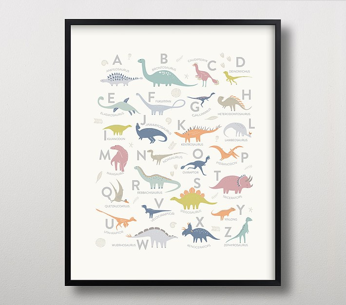 Minted® Alphabet Dinos Framed Art by Teju Reval | Pottery Barn Kids