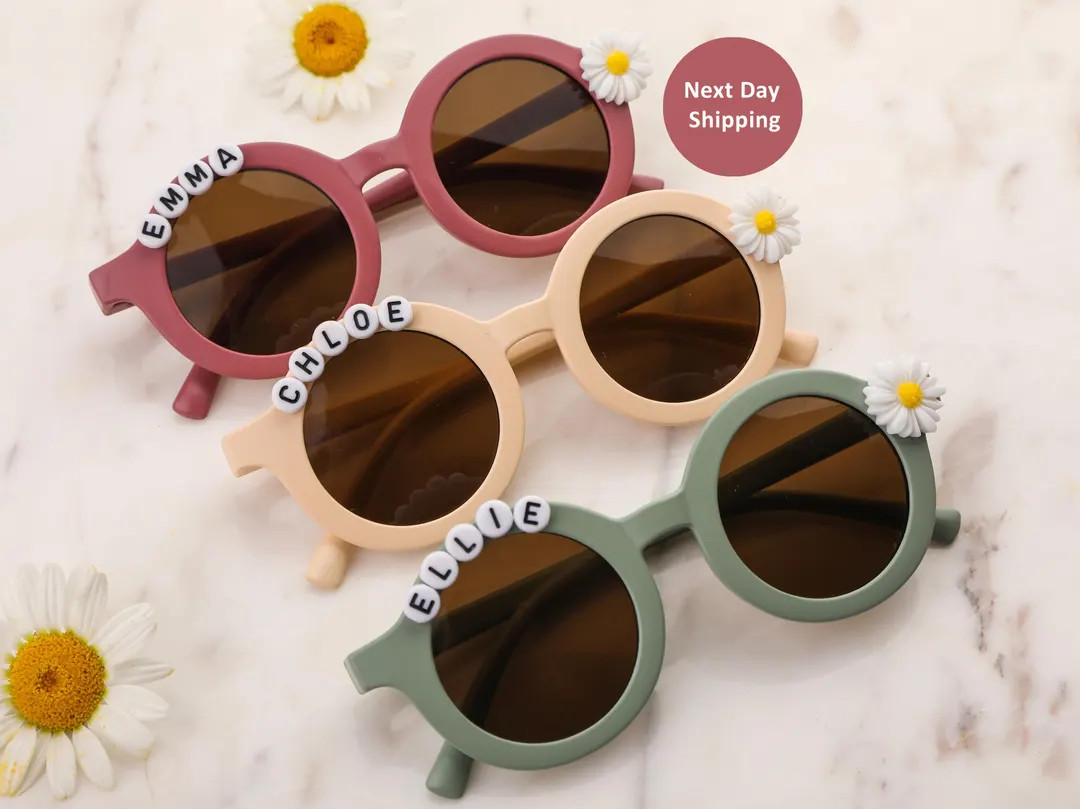 Floral Daisy Girls Personalized Name Sunglasses Toddler Gift Kids Gift Babies Gift Personalized K... | Etsy (US)