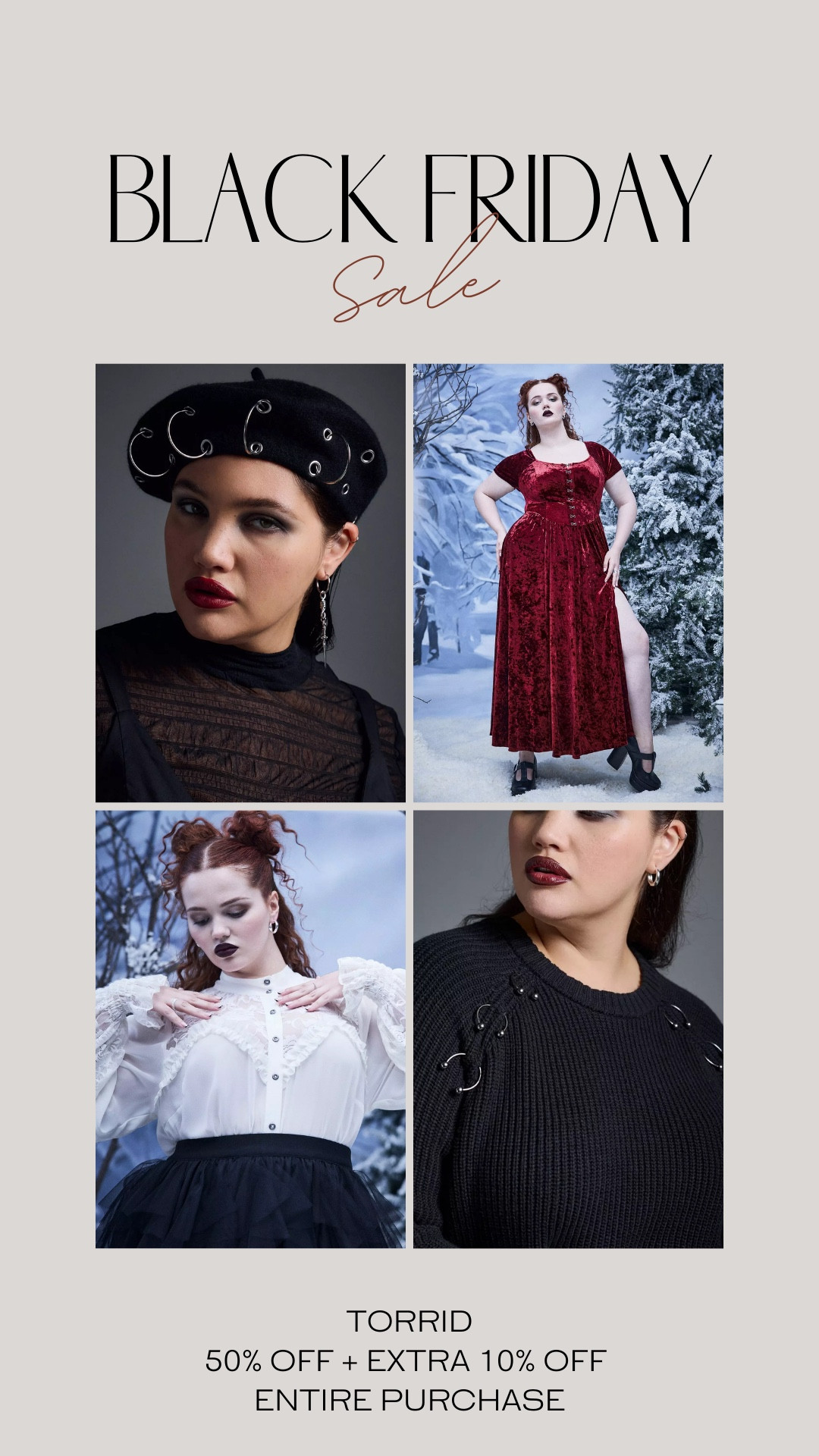 Torrid Black Friday: 50% off Site Wide + Extra 10% Off Entire Purchase! #torrid #blackfriday #plussize

 

#LTKHoliday #LTKPlusSize #LTKCyberWeek