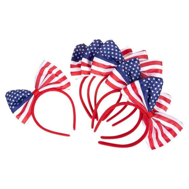 Juvale 6-Pack Patriotic American Flag Bow Headbands for Election Day, July 4th Party Decorations | Target