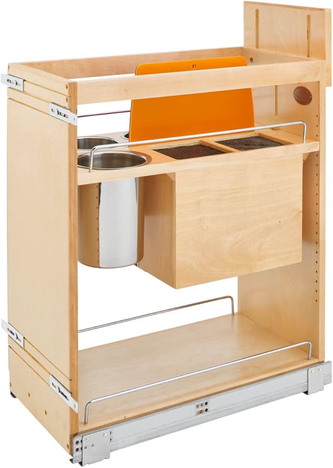 Rev-A-Shelf Maple Knife Block Pullout Organizer w/Blum Soft-Close for 15" Base Cabinets | Amazon (US)