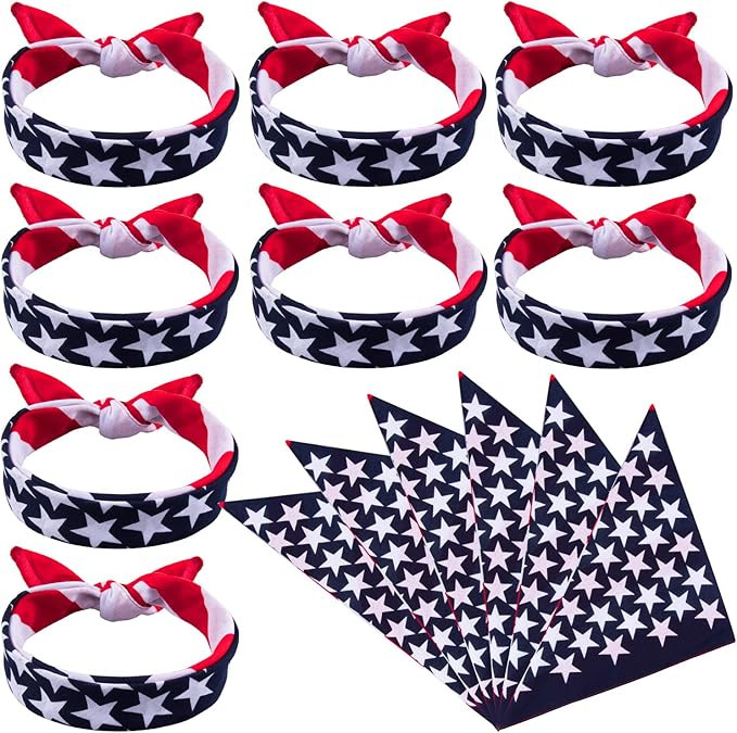 Duufin 13 Pieces American Flag Bandanas Headband USA Flag Clothing Bandana Patriotic Accessories | Amazon (US)