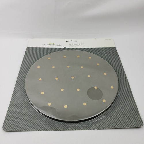 Details about   Threshold Mousepad Circle Shaped - Gold Dots on Gray Faux Leather Look *New* | eBay US