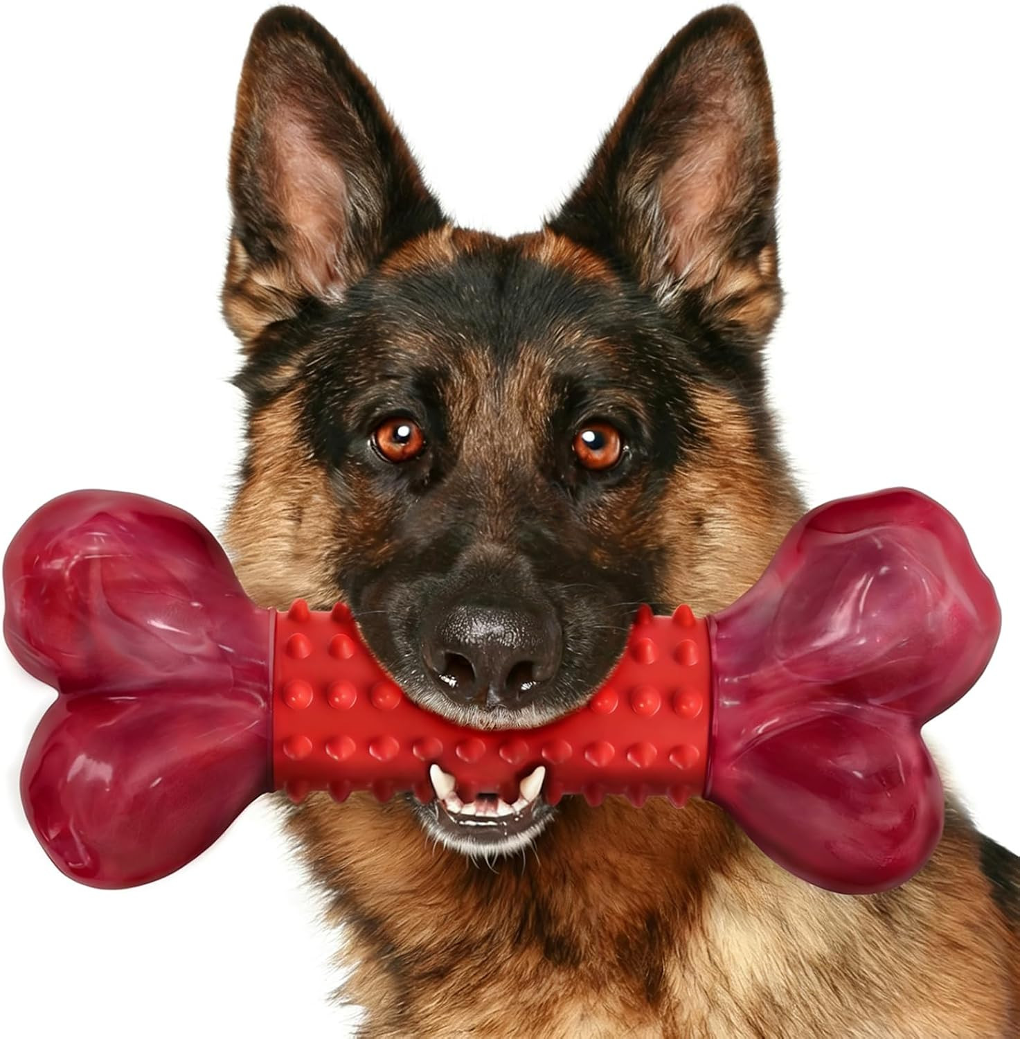 Tough Dog Toys for Aggressive Chewers: Beef Flavored Long Lasting Dog Bones for Large Dogs, Indestructible Dog Chew Toys to Keep Them Busy, Large Dog Toys for Medium & Large Breed, Red | Amazon (US)