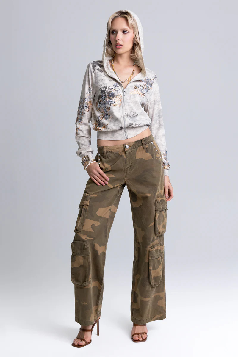 Vesper Studded Camo Cargos | Miss Me