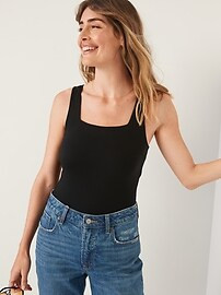 Fitted Sleeveless Square-Neck Bodysuit for Women | Old Navy (US)