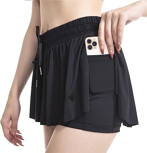Butterfly Shorts, 2 in 1 Flowy Shorts for Women with Pocket Kiki kona Shorts Athletic Shorts Work... | Amazon (US)