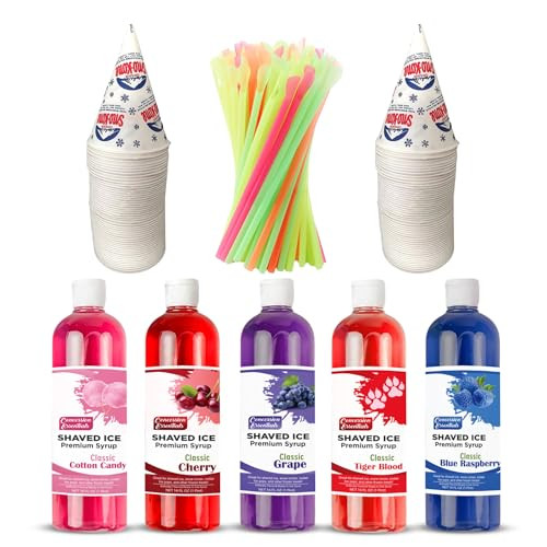 Concession Essentials 100 Count 6oz Snow Cone Cups with 100 8" Neon Spoon Straws, Pack of 200ct (... | Amazon (US)