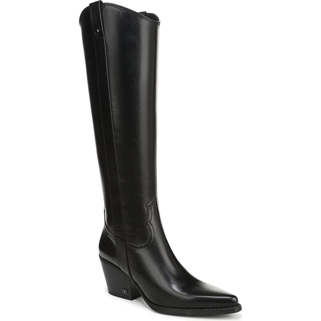 Sam Edelman Wyatt Knee High Western Boot in Black at Nordstrom, Size 8.5 Regular Calf | Nordstrom
