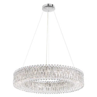 Sarella 18 Light 36in Round Chandelier in Polished Stainless Steel with Clear Heritage Handcut Crystals | Perigold