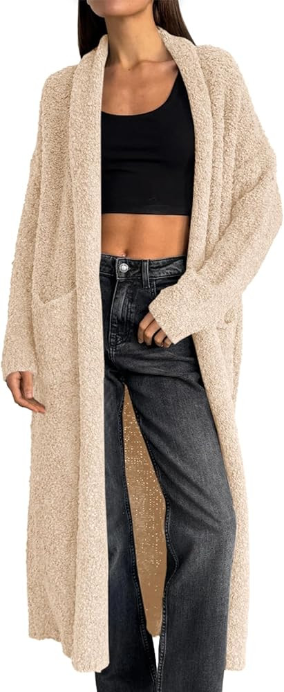 Saodimallsu Womens Open Front Long Cardigan Sweaters Oversized Chunky Fuzzy Lapel Fall 2025 Trend... | Amazon (US)