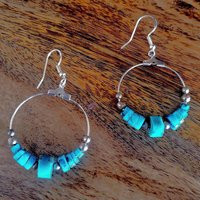 Turquoise Hoop Earrings Turquoise Vintage Boho Earring Hoops Beaded Silver Western Sterling | Etsy (US)