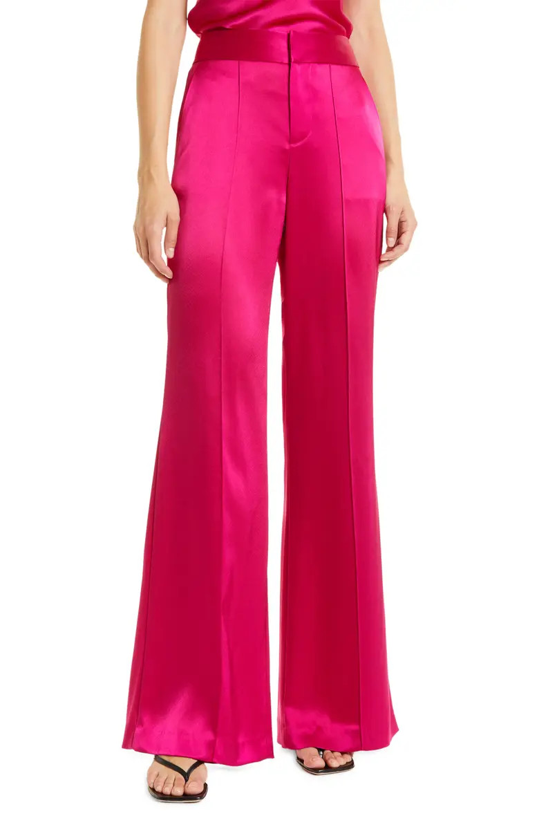 Alice + Olivia Dylan High Waist Wide Leg Satin Trousers | Nordstrom | Nordstrom
