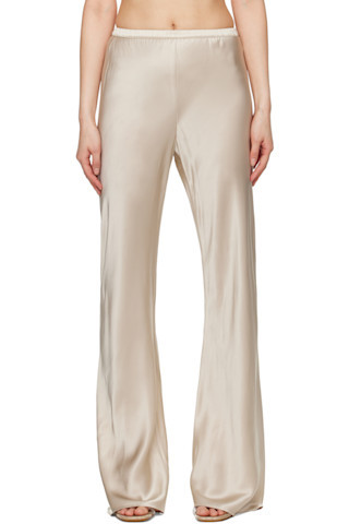 Silk Laundry - Beige Bias Cut Lounge Pants | SSENSE