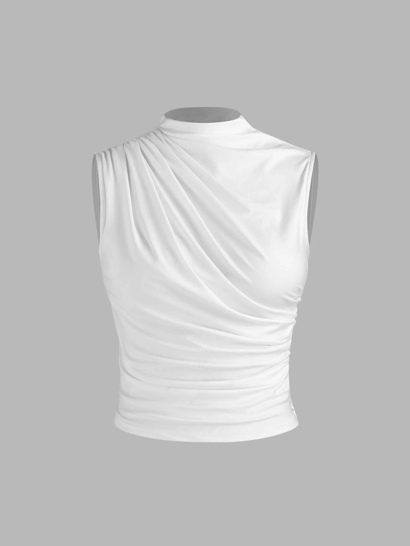 Asymmetrical High Neck Ruched Crop Top | Cider