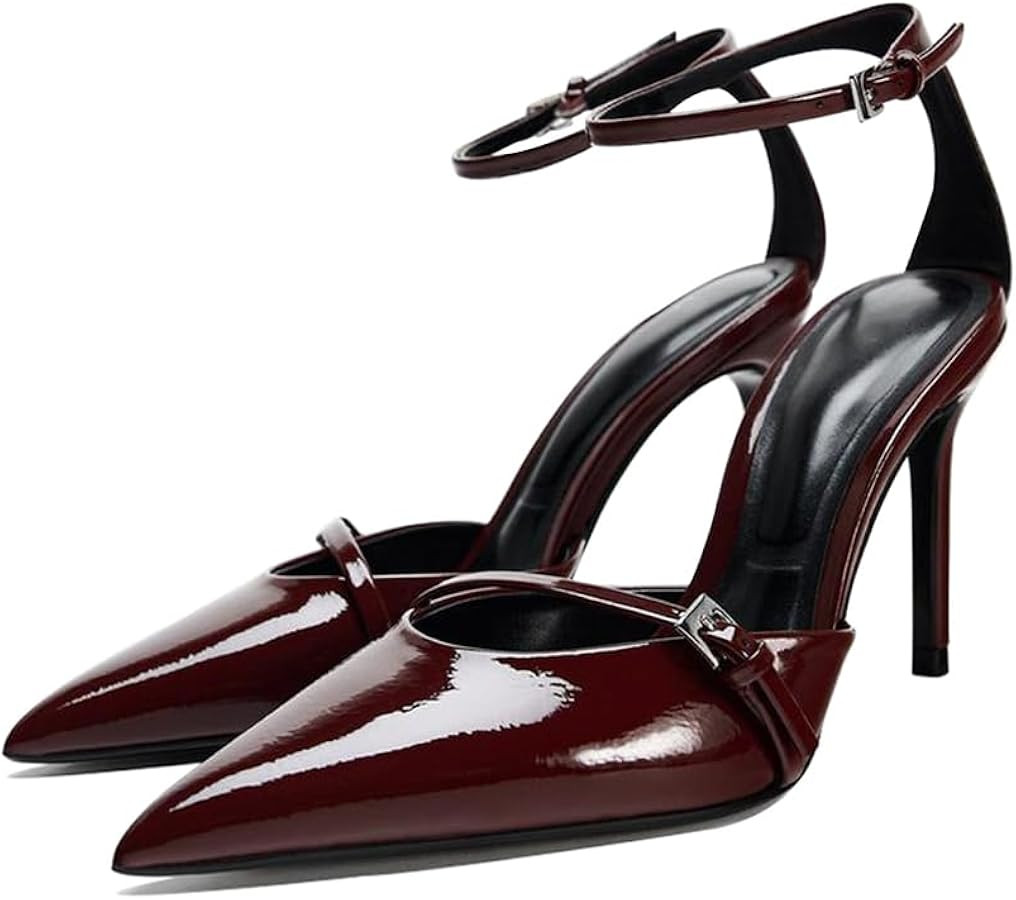 Beauty Cry High Heels for Women Pointed Toe Buckle Ankle Strap Stiletto Heel Dress Party Pump Sho... | Amazon (US)