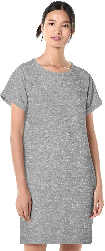 Goodthreads Women's Relaxed Fit Modal Fleece Short Roll-Sleeve Sweatshirt Dress | Amazon (US)