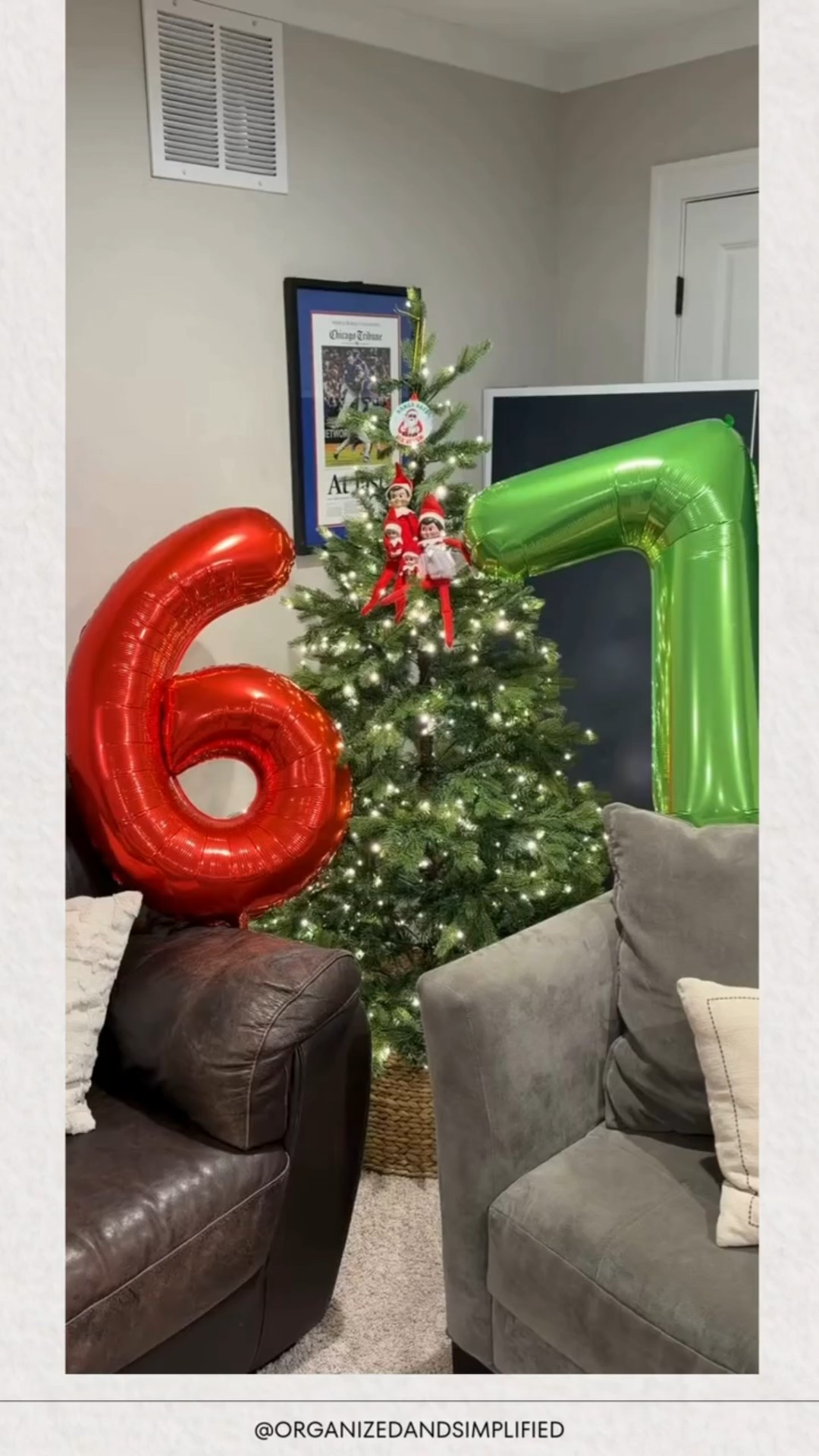 The kids have been obsessed with 6–7 lately, so of course the elves had to join in.

A Santa Says 6-7 ornament, two balloons, and a cozy spot in the tree is the easiest setup ever and such a fun surprise for the morning.

Everything was super quick to grab on Amazon, and this is one of those Elf ideas you can recreate in minutes.
 Simple, festive, and guaranteed to make them smile. 

Our kids may be in high school now, but the elves still make an appearance! 

It looks a lot different these days with small treats, pajamas, and cozy surprises.

#LTKHoliday #LTKGiftGuide #LTKHome