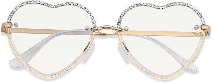 ANDWOOD Trendy Heart Shaped Sunglasses Womens Rhinestone Love Eye Sun glasses Metal Lovely Fashio... | Amazon (US)