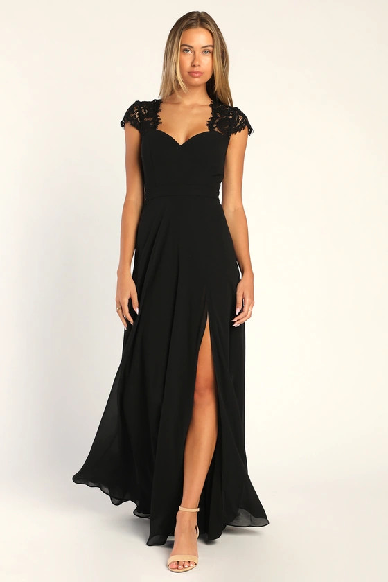 Momentous Moments Black Lace Backless Maxi Dress | Lulus
