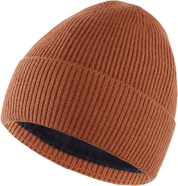 Connectyle Kids Beanie Hat Warm Winter Hats for Boys Girls Fleece Lined Knit Cap | Amazon (US)