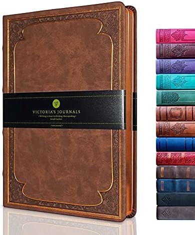 VICTORIA'S JOURNALS Leatherette Vintage Journal Hard Cover Lined Notebook Old Looking Travel Diar... | Amazon (US)