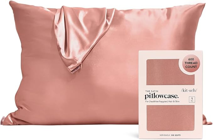 Kitsch 100% Satin Pillowcase, Softer Than Silk, Vegan Silk Pillowcase (Chocolate, Standard/Queen ... | Amazon (UK)