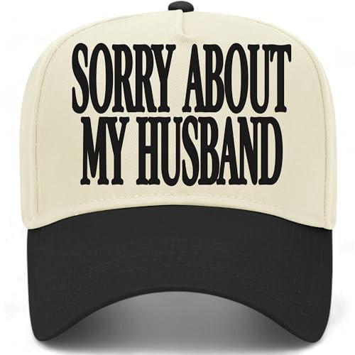 Sorry About My Husband Serif V2 Hat | Premium Adjustable Snapback Baseball Vintage Trucker Hats for Wives & Women (US, Alpha, One Size, Black/Natural) | Amazon (US)